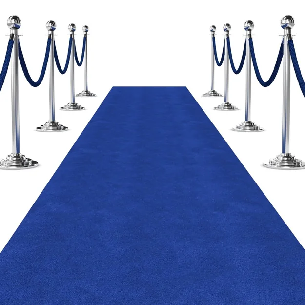 Event carpet runner laid through a roped entrance, in the selected colour