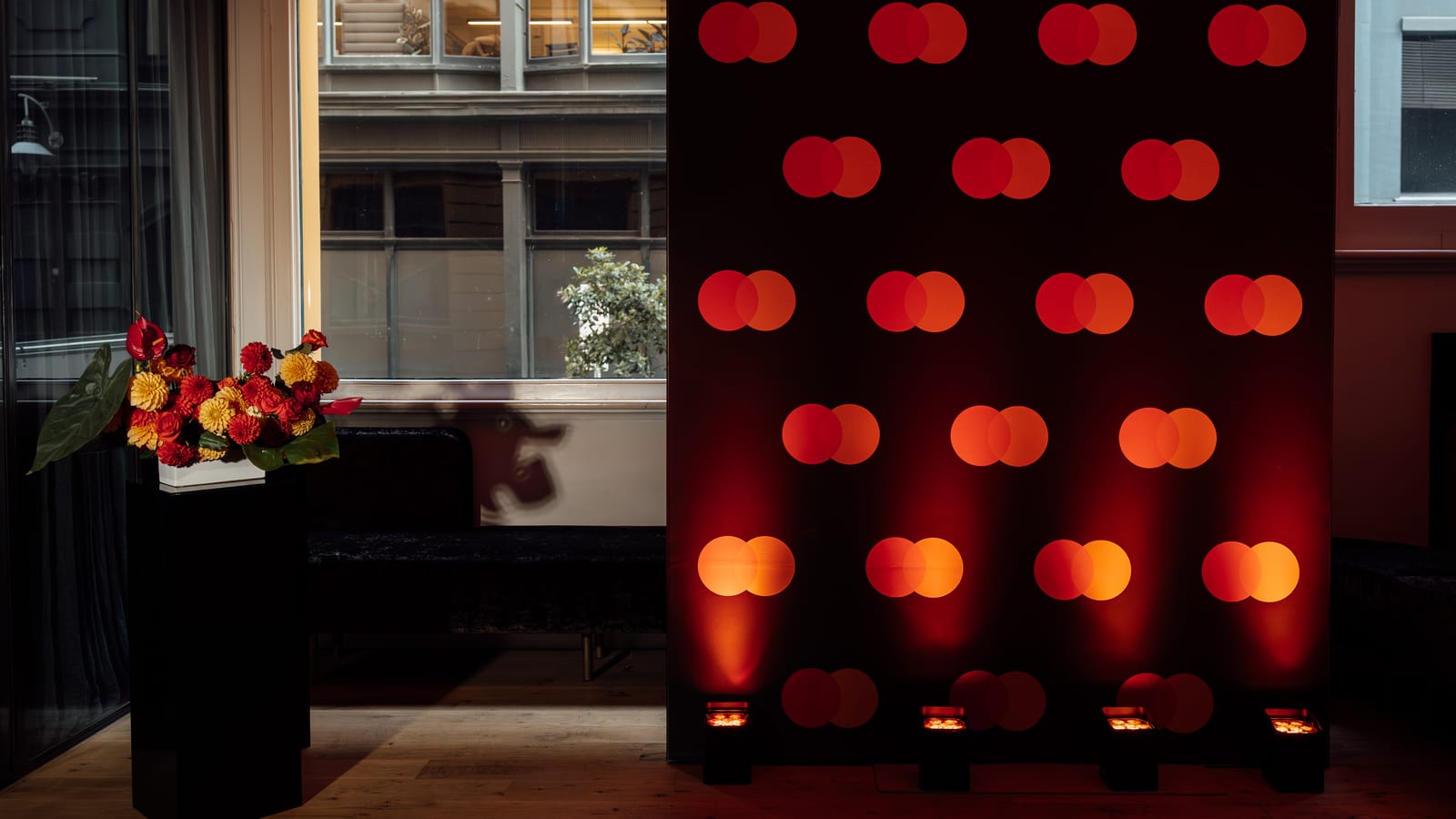 Mastercard illuminated backdrop